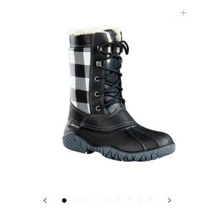NWT Baffin Jasper Black and White Leather Fabric Rubber Mid Height Boots Sz 8